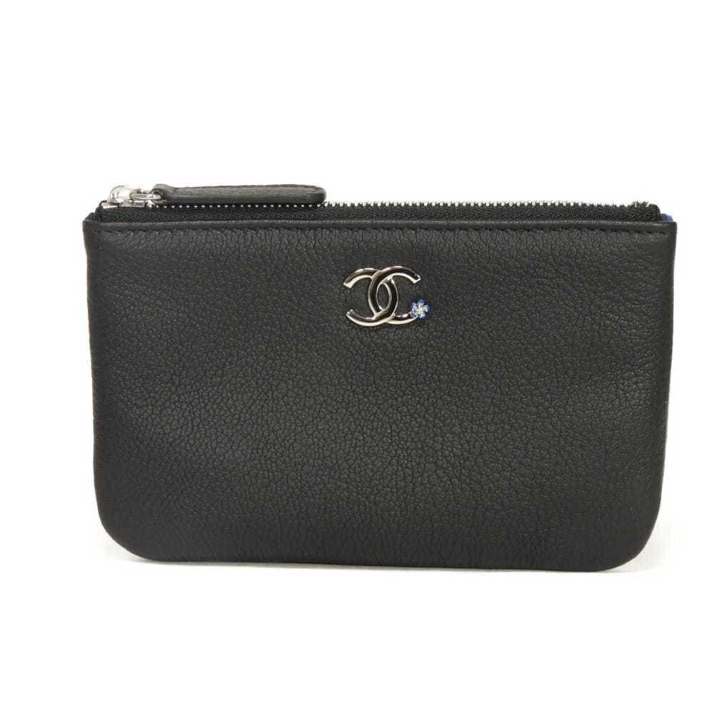 CHANEL Black Leather Logo Wallet